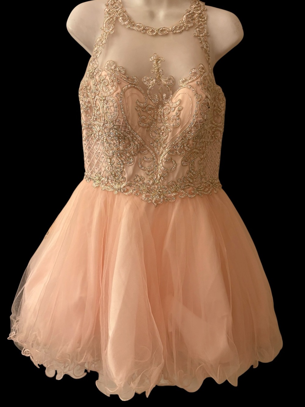 Aspeed Tulle Party Dress with Gold Embellished Bodice